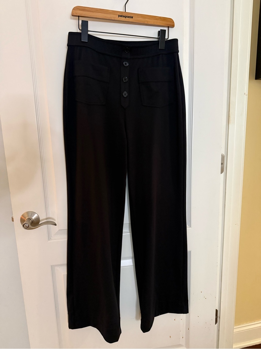 Halara Black Wide Leg Button-Front Trousers